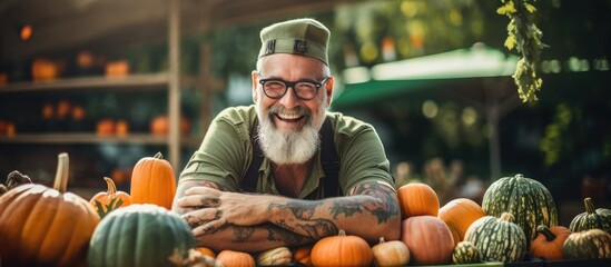 In the scorching summer day, the greengrocer donned his black glasses, a portrait of an eco-conscious lifestyle. With a green smile, he sold organic vegetables, embracing the concept of natural