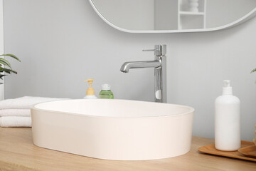 Stylish white sink in bathroom