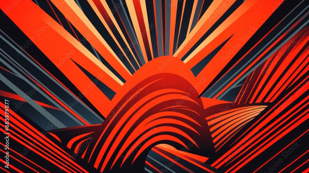 Poster a red and black abstract background with a wave pattern, ai