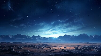 a rocky landscape with stars in the sky