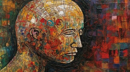 Obraz na płótnie Canvas Depressed human artwork. Mental Diseases Concept. Mental Problems. Loneliness.