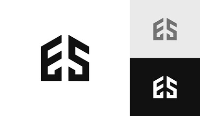 Letter ES initial with house shape logo design