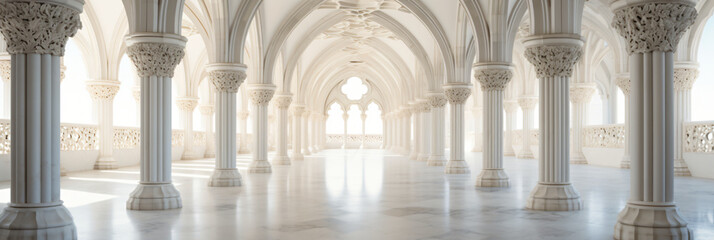 Building with white pillars and arches - obrazy, fototapety, plakaty
