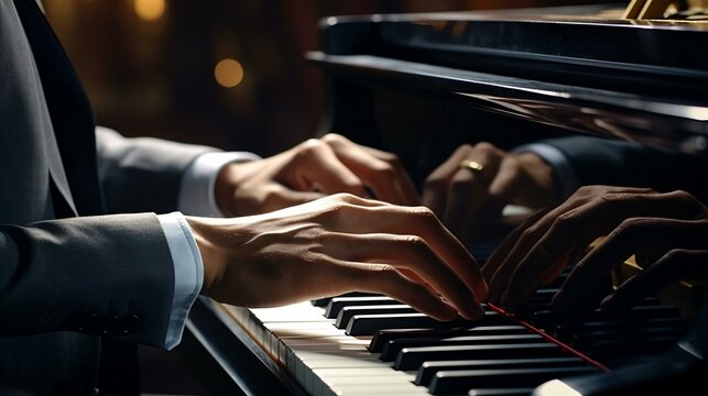 a close-up of hands playing piano