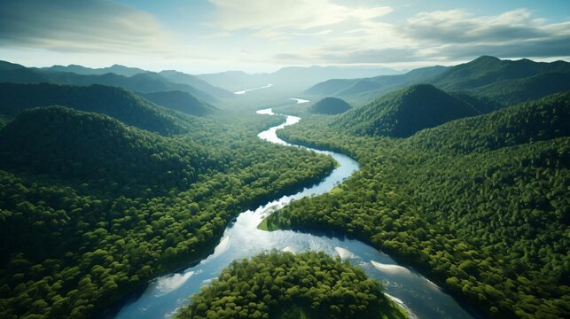 A River Running Through A Forest