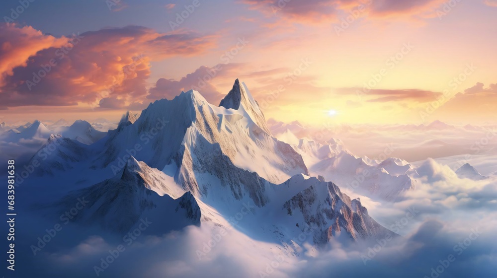 Wall mural a snowy mountain peak