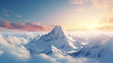 a mountain with clouds below