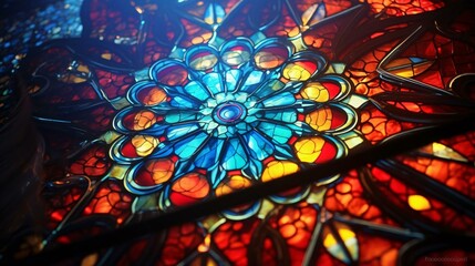 a colorful glass window