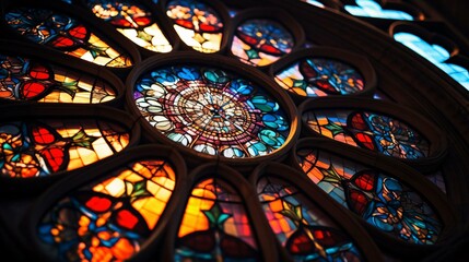 a group of stained glass windows