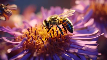 Deurstickers a bee on a flower © KWY