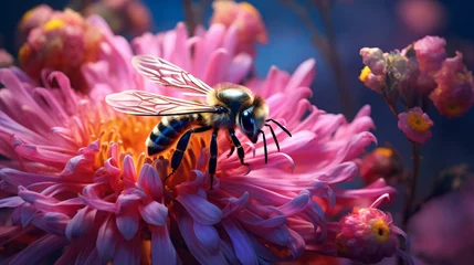 Schilderijen op glas a bee on a flower © KWY
