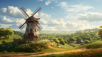 Fototapeta premium a windmill on a hill