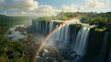 Victoria Falls with trees around it