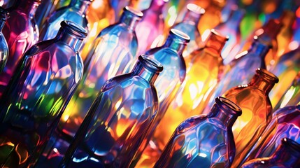a group of glass bottles