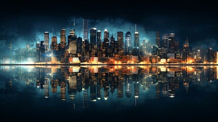 Fototapeta na wymiar a city skyline at night