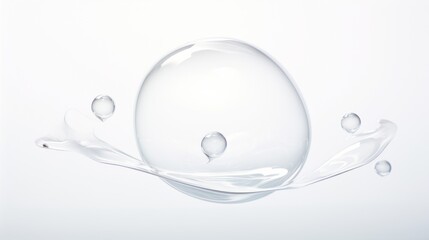  a group of bubbles floating in the air on top of a white surface with water droplets on the bottom of the bubbles.