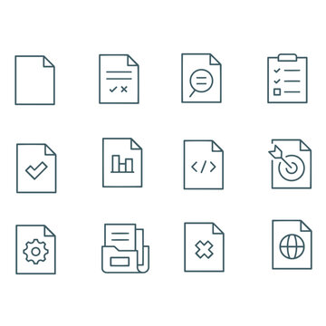Document and file type rline icons vector design