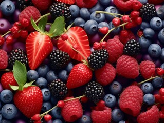 Obraz premium Unveiling Nature's Gems: An Intricate Close-Up of a Cluster of Berries Generative AI