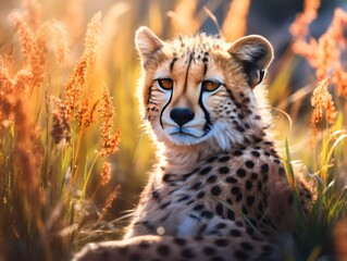 Mesmerizing Close-up: Unveiling the Hidden World of a Resting Cheetah Generative AI