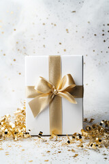 Fototapeta na wymiar Amazing christmas gift boxes birthday giftboxes Joyful celebration new year in gold generated by AI