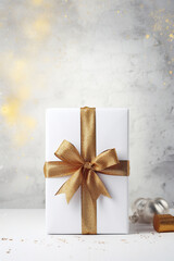 Amazing christmas gift boxes birthday giftboxes Joyful celebration new year in gold generated by AI
