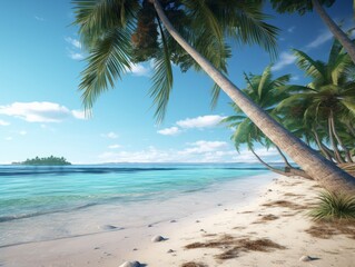Experience the Bliss of a Tropical Paradise - Discover the Enchanting Beauty of Palm-Fringed Beaches! Generative AI