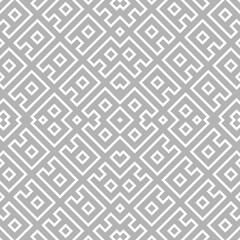 Repeated white ornamental sign composition. Seamless surface pattern design with ethnic ornament. Embroidery motif. Cultural art wallpaper. Digital paper with ancient ornaments. Decorative vector work