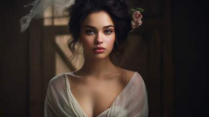 Naklejka premium Beautiful young woman exuding grace, confidence, and elegance