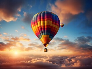 Floating High: A Majestic Hot Air Balloon Adventure Above a Sea of Clouds Generative AI
