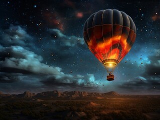 Skyward Journey: An Enthralling Balloon Voyage under the Starlit Heavens Generative AI