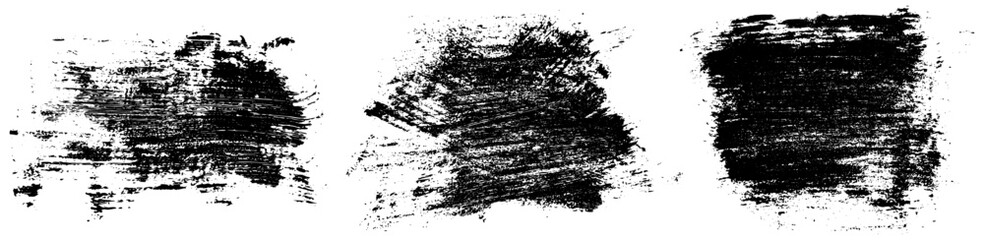 Brush shapes collection. Black paintbrush set. Text boxes for banners. Grunge painted shapes. Vector