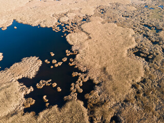Aerial Autumn view of Dragoman marsh, Bulgaria