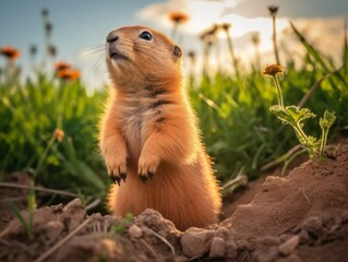 Captivating Close-Up: Delve into the Life of a Prairie Dog in its Natural Habitat Generative AI
