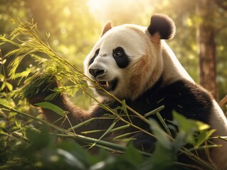 Unseen Majesty: A Rare Insight into the Daily Life of a Bamboo-Munching Panda Bear Generative AI