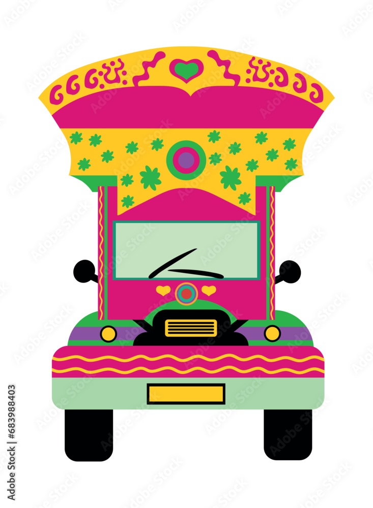 Wall mural pakistan traditional car illustration