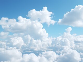 Obraz premium Stunning Spectacle: Serene White Clouds Adorn the Vibrant Blue Sky - A Visual Journey Generative AI