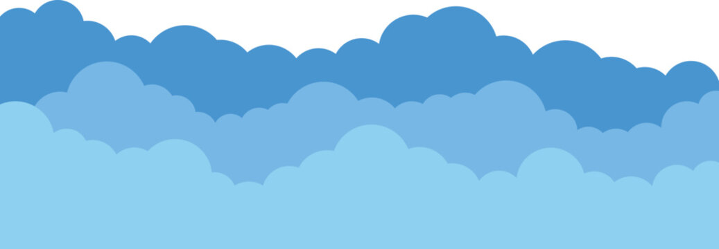 Blue clouds on a transparent background. Vector illustration.