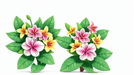 Colorful flowers with  leaves floral Clipart, high quality resolution, beautiful flowers, 3d  design. 


