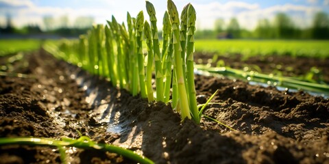 european asparagus on a farmland
