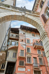 Beautiful passageway to Via Mazzanti in Verona, Province of Veneto, Italy.