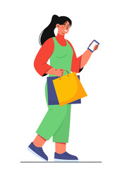 Woman with shopping bags vector