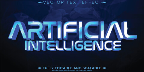 AI Tech text effect, editable artificial and futuristic customizable font style