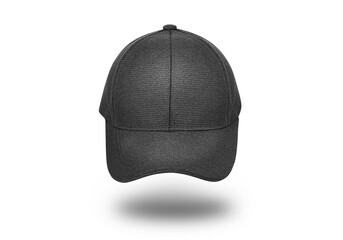 Black baseball cap. Sports hat with visor isolated on a transparent