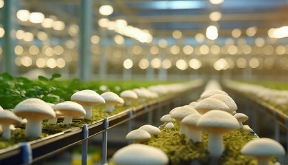 funghi coltivazione fungo serra  - obrazy, fototapety, plakaty