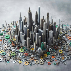 Prospettive Metalliche: Paesaggio Urbano di Grattacieli Industriali