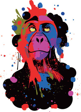 monkey painted with bright colours