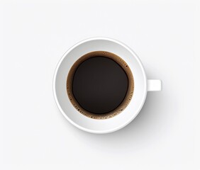 Stunning Top View of an Elegant White Coffee Mug with Black Details Generative AI
