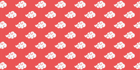 Red and White Cloud Pattern Akatsuki Background. Design Perfect For Clothing. Textile Pillow Fabric Print and more