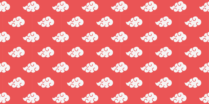 Red And White Cloud Pattern Akatsuki Background. Design Naruto Perfect For Clothing, Textile, Pillow, Fabric, Print And More