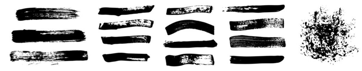 Obraz premium Set of artistic brush strokes. Grunge Paintbrush collection. Black on white. Vector